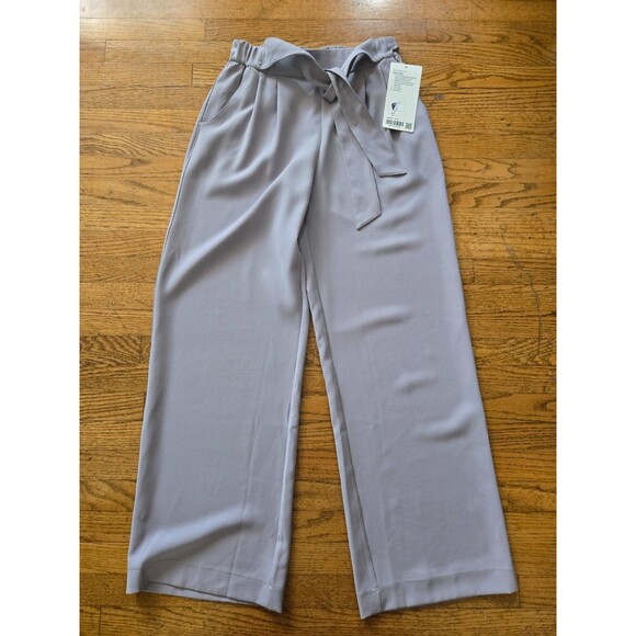 Lululemon Noir Pant Gray Wide-Leg Tie Waist Belt Relaxed Size 6 NWT - Picture 1 of 7
